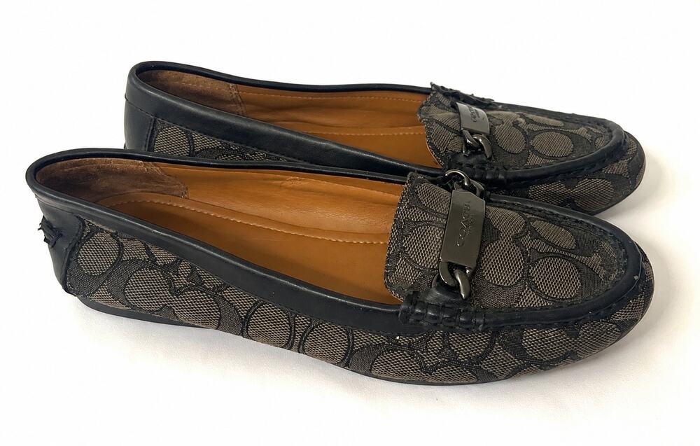 Coach Olive Signature C Jacquard Driving Loafers Olive/Smoke Black US 8B A0191B